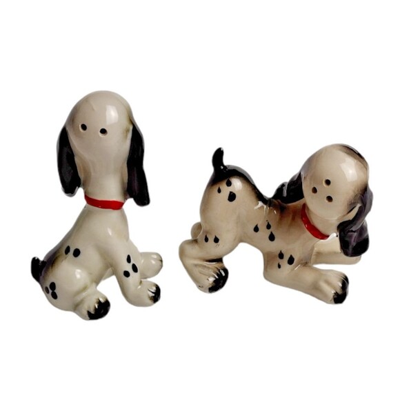VTG Hound Puppies Salt Pepper Shakers Anthropomorphic Dog Cottagecore Ceramic - Picture 4 of 5